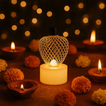 Decorative apple shape flameless LED tealight candle in golden mesh design