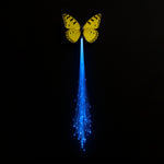 LED butterfly hair clip showing glowing fiber optic strands