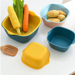 Set of two plastic washing bowls for efficient draining.