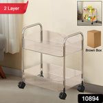 Multipurpose 2 layer storage trolley with smooth wheels for easy movement