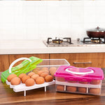 Open 2-layer egg storage tray showing empty grids for eggs