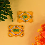Set of two Shubh Labh wall hangings in vibrant colors for spiritual decor