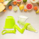 Twist and pour juicer in use extracting fresh juice