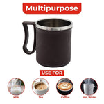 Multipurpose insulated mug in a green hue, perfect for carrying hot or cold beverages.