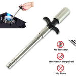 Side view of a compact stainless steel kitchen gas stove lighter