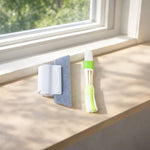 Multipurpose window and surface cleaning tool set featuring sponge and microfiber brush