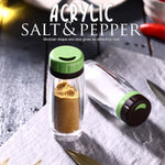 Compact and sleek design of Apex acrylic salt and pepper shaker set of two