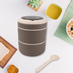 A vibrant 2-layer Ganesh stainless steel lunch box, perfect for daily meals.