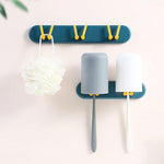Practical bathroom shelf and hook organizer, ideal for various essentials.