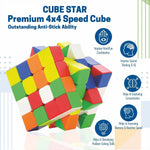 Dynamic shot of the smooth turning action of the high-speed 4x4x4 magic cube.