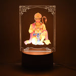3D Lord Hanuman Frame glowing softly as a devotional LED lamp