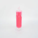 Detailed view of the red LED flameless candle, highlighting its safe and captivating glow.