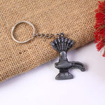 Premium metal Shiva Lingam keychain showing detailed Naag design