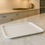 White plastic serving tray rectangular 40x30 cm empty