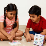 Kids playing educational Tic Tac Toe board game set