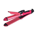 Close-up of the heating plates on the 2-in-1 hair styler.
