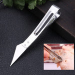 Close-up view of slicer blade in multifunctional vegetable peeler set