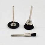 Close-up of the durable, high-quality brass bristles on a wire wheel for cleaning.