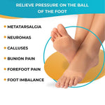 Close-up of a foot with the silicone tiptoe protector comfortably fitted over the toes.