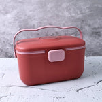 Household storage container with handle and lock to keep items safe