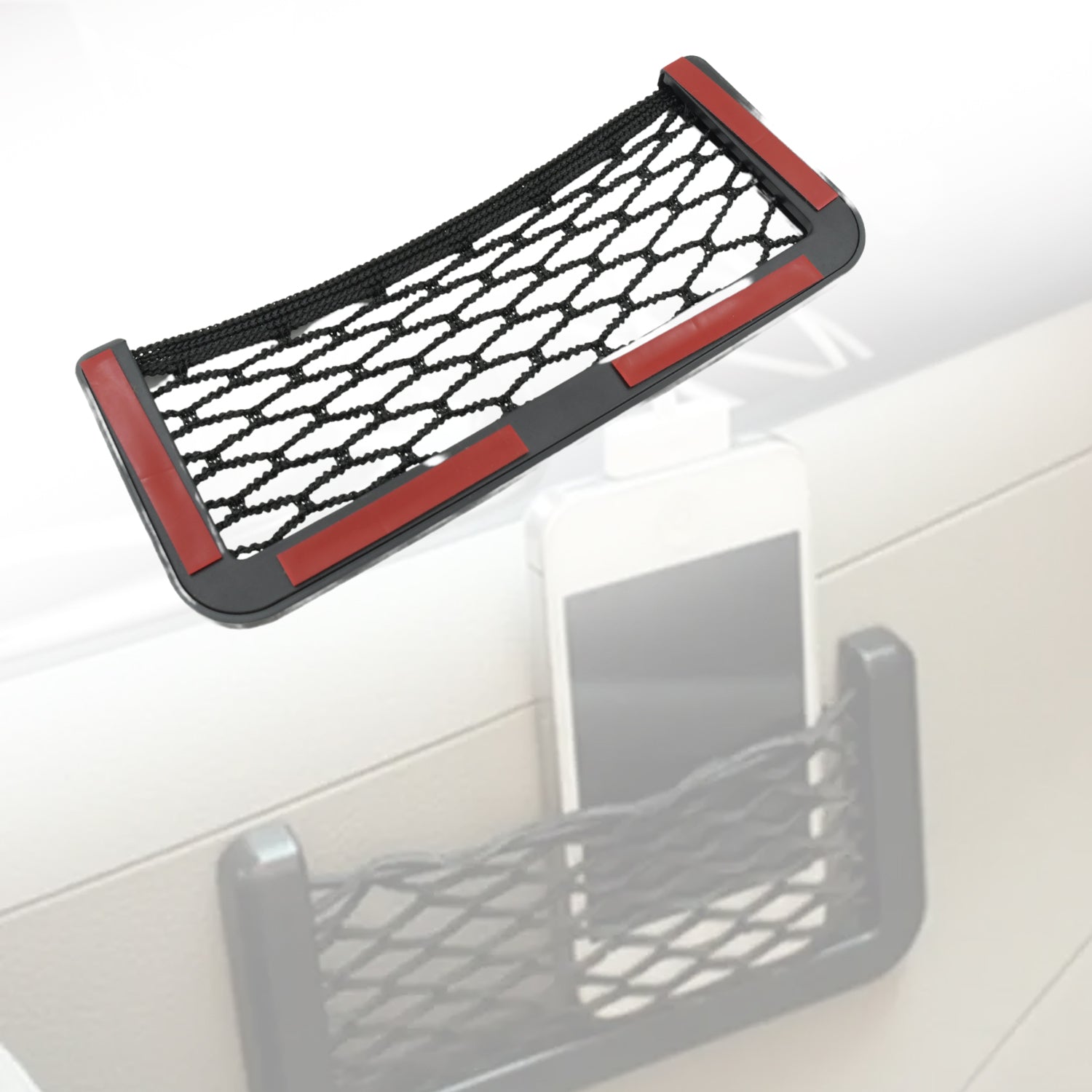 Side view of the car seat organizer, demonstrating its slim profile.
