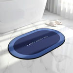 Soft textured oval bath mat designed for bathroom floors
