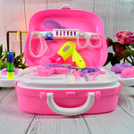 Child holding an open pretend makeup case, ready for play.