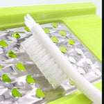 Kitchen cleaning brush with white handle and bristles