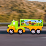 Top-down view of the engaging green and yellow kids' truck.