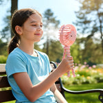 Rechargeable desk fan showing adjustable head and multiple fan speeds
