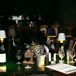 Side view of the elegant dimmable LED bottle lamp, highlighting its sleek design.