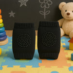 Black toddler knee protector made from breathable wool and sponge padding