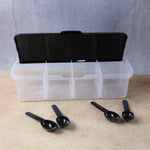 Airtight 4-section spice box with transparent lids and spoons for each compartment
