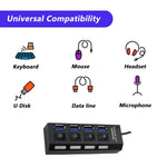 Close-up of the high-speed 4 Port USB Hub, ready for connecting peripherals.