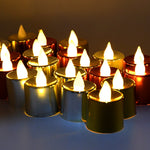 Top-down view of glowing LED Diyas, perfect for creating ambiance.
