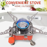 An overhead view of the foldable Mini Camping Stove, highlighting its stable pot supports and compact square design.