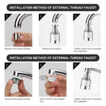 The versatile swivel faucet aerator in a folded position, saving sink space.