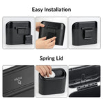 Mini car trash can showing secure lid detail for leak-proof use