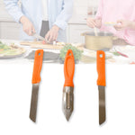 The Quickslice peeler efficiently removing skin from a fresh fruit for easy preparation.