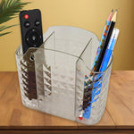 Multipurpose organizer holding office stationery items in clear compartments
