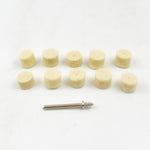 Different shapes of felt buffing wheels for grinding and polishing tasks.