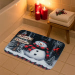 Toilet lid cover featuring Christmas snowman print for festive bathroom set