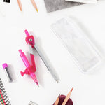 Close-up of the mechanical pencil part in the student geometry compass set
