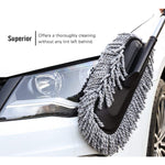 Angled view of the car duster showcasing its long retractable handle.