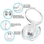 Close-up of the small magnetic points on the silicone anti-snore nose clip.