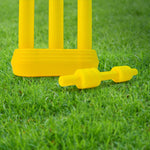 Components of the Aditi Kids Cricket Kit, including stumps and base.