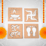 Handcrafted wooden decorative cutouts in traditional Indian motifs