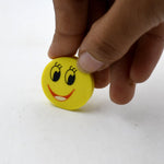 Bright and colorful smiley face erasers for children's stationery collection.