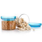 Airtight kitchen jars filled with colourful dry fruits and spices, showcasing versatile storage.