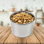 Airtight stainless steel containers filled with coffee beans, tea leaves, and spices, showcasing versatility.